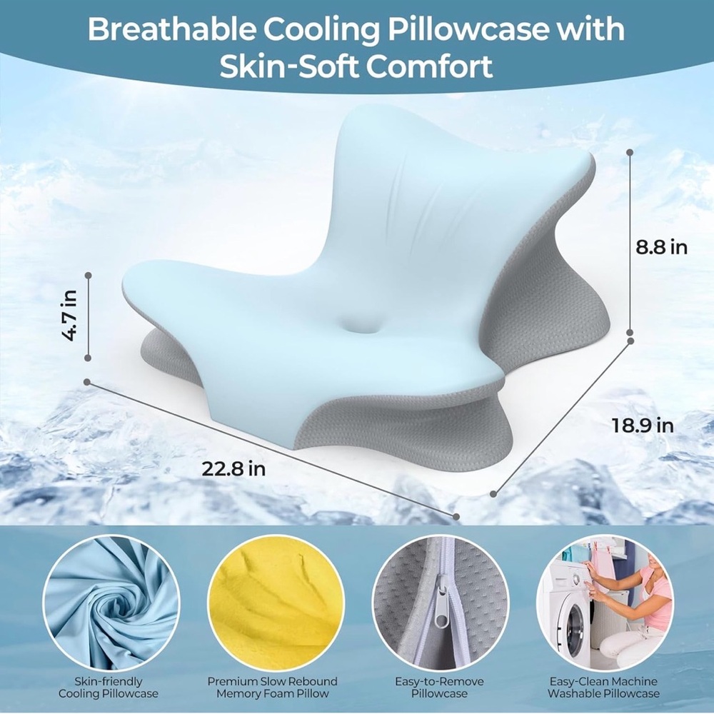 Cooling Memory Foam Pillowcase Pillow - Light Blue